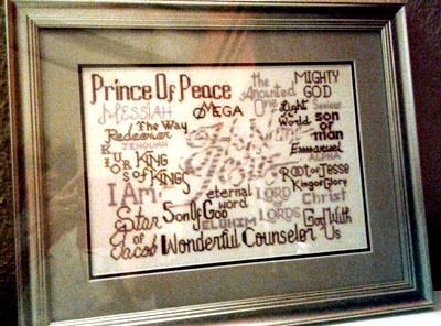 His Name is Jesus stitched by Sally Beyer